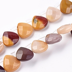 Chapelets de perles en mokaite naturel, perles percées, facette, larme, 10~10.5x10~10.5x5mm, Trou: 0.6mm, Environ 39 pcs/chapelet, 15.94 pouce (40.5 cm)