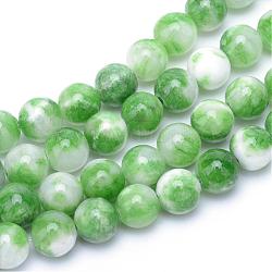 Natur gefärbt weißer Jade Edelstein-Korn-Stränge, Runde, lime green, 6 mm, Bohrung: 1 mm, ca. 66 Stk. / Strang, 15.7 Zoll