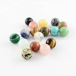 Бисер из натурального и синтетического камня, сфера драгоценного камня, для проволоки, свернутой подвесками материалы, нет отверстий / незавершенного, круглые, разноцветные, 10 мм