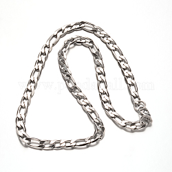 304 in acciaio inossidabile collane a catena figaro, sfaccettato, colore acciaio inossidabile, 24 pollice (61 cm)