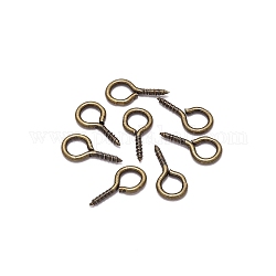 Iron Screw Eye Pin Peg Bails, For Half Drilled Beads, Antique Bronze, 10x5mm, 200pcs/bag