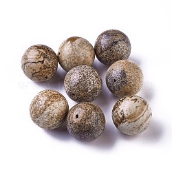 Picture naturelles perles de jaspe, ronde, 18mm, Trou: 1mm