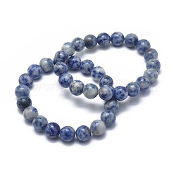 Натуральные синие пятна браслеты из бисера яшмы, круглые, 2 дюйм ~ 2-1/8 дюйма (5.2~5.5 см), бусина : 10 mm