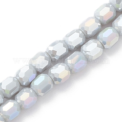 Chapelets de perles en verre électroplaqué, de couleur plaquée ab , facette, baril, grises , 8x8mm, Trou: 1.2mm, Environ 80 pcs/chapelet, 26.14'' (66.4 cm)