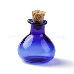 Bottiglie di vetro in miniatura, con tappi di sughero, bottiglie dei desideri vuote, per accessori per la casa delle bambole, creazione di gioielli, blu medio, 27.5x21mm