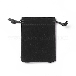 Sacchetti di imballaggio in velluto, borse coulisse, nero, 9.2~9.5x7~7.2cm