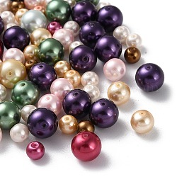 Cuentas redondas de perlas de vidrio teñidas ecológicas, color mezclado, 6~10mm, agujero: 0.7 mm