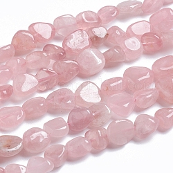 Chapelets de perles en quartz rose naturel, pierre roulée, pépites, 5~11x4~9x4~10mm, Trou: 0.8mm, Environ 45 pcs/chapelet, 15.75 pouce (40 cm)