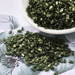 Miyuki mezza tila perline, perline giapponesi, 2 buco, (htl306) lucentezza oro verde oliva, 5x2.3x1.9mm, Foro: 0.8 mm, su 250pcs / bottiglia, 10 g / bottiglia