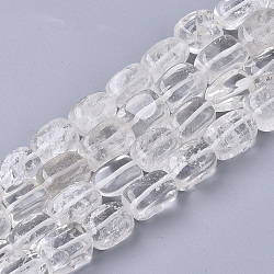 Quarzo naturale perline di cristallo fili, perle di cristallo di rocca, rettangolo, 12~13x7~9x7~9mm, Foro: 0.8 mm, circa 33~35pcs/filo, 15.75 pollice (40 cm)