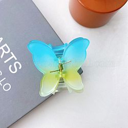 Schmetterlings-Haarklammer aus mattiertem, transparentem Harz, Haarspange mit Farbverlauf für Mädchen und Frauen, Deep-Sky-blau, 70x70 mm