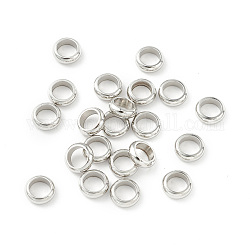 Intercalaire perles en 201 acier inoxydable, plat rond, couleur inoxydable, 6x2mm, Trou: 4mm