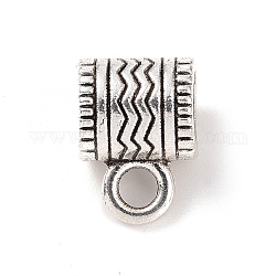 Tibetan Style Alloy Tube Bails, Loop Bails, Hanger Links, Column with Wave, Antique Silver, 12.5x9x8mm, Hole: 2.7mm, Inner Diameter: 6mm, 406Pcs/500g