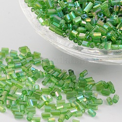 11/0 de dos abalorios de la semilla de cristal tallado, hexágono, trans.colours arco iris, verde, tamaño: aproximamente 2.2 mm de diámetro, aproximamente 4500 unidades / 50 g