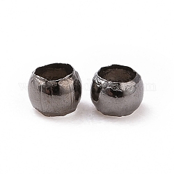 Messing Crimpperlen, Cadmiumfrei und Nickel frei und Bleifrei, Rondell, Metallgrau, ca. 2 mm Durchmesser, 1.2 mm lang, Bohrung: 1.2 mm