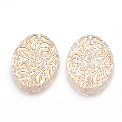 Perline acrilico placcato, oro blocco, ovale, chiaro, 28x20x5.5mm, Foro: 1.5 mm