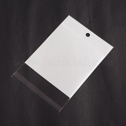 Прямоугольник целлофана сумки, белые, 16~16.6x10.5 см, односторонний толщина: 0.05 mm, внутренней меры: 10.5x10.5 см, отверстие : 6 мм