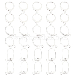 Unicraftale 30 Stück Silber 3 Stile Edelstahl Brisur-Ohrring Silber Französische Ohrringhaken Metallreifen Ohrhaken-Zubehörse für baumelnde Ohrringe Schmuckherstellung