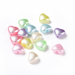 Imitation Pearl Acrylic Beads, Heart, Mixed Color, 8.6x9x4.7mm, Hole: 1.5mm, about 2631pcs/500g