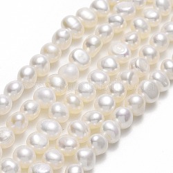 Hebras de perlas de agua dulce cultivadas naturales, dos lados pulidos, lino, 5x5.5~6x4.5~5mm, agujero: 0.7 mm, aproximamente 67 pcs / cadena, 13.98'' (35.5 cm)