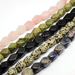 Mixed Natural Gemstone Beads Faceted Rhombus Strands, 18x13x12mm, Hole: 1mm, about 22pcs/strand, 15.74inch
