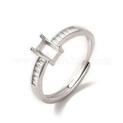 Regolazioni dell'anello pad in lega regolabile, con chiaro zirconi, impostazioni dell'anello a punta, placcati argento 925 euro, rettangolo: diametro interno: 17.8 mm, vassoio: 4.5x3mm