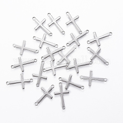 201 Stainless Steel Links connectors, Cross, Stainless Steel Color, 17x9.5x0.8mm, Hole: 1.2mm