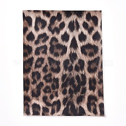 Tissu en cuir a5 pu, Accessoires de vêtement, pour l'artisanat de bricolage, motif imprimé léopard, chameau, 20x15x0.1 cm