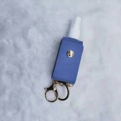 Plastic Hand Sanitizer Bottle with PU Leather Cover, Portable Travel Spray Bottle Keychain Holder, Royal Blue, 10mm