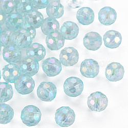 Perles en acrylique transparente, couleur ab , ronde, facette, bleu profond du ciel, 8mm, Trou: 1.6mm, environ 1810 pcs/500 g