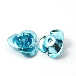 Aluminum Rose Flower, Tiny Metal Beads, Pale Turquoise, 12x7mm, Hole: 1mm, about 920~950pcs/bag