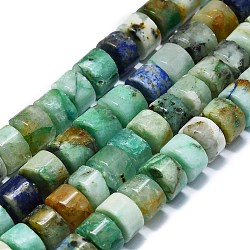 Natürlicher Chrysokoll- und Lapislazuli-Perlenstrang, mit Glasperlen, Kolumne, 12x6~7 mm, Bohrung: 1 mm, ca. 45 Stk. / Strang, 15.75'' (40 cm)