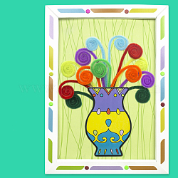 クリエイティブ DIY 花柄ぬいぐるみスティック アート キット  ペーパーフレーム付き  プッシュピン  ウールワイヤー  子供のための教育工芸品絵画粘着性のおもちゃ  カラフル  32.5x24x0.6cm  穴：3mm