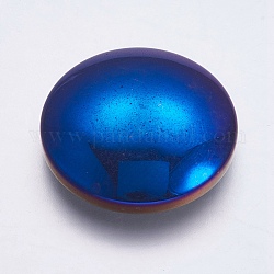 Гальванизировать немагнитных синтетические гематита кабошоны, плоско-круглые, с покрытием синим, 20x5.5 мм
