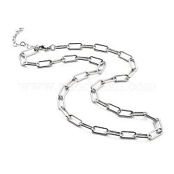 Collares de cadena de clip de hierro, con 304 cadenas de eslabones de corazón de acero inoxidable y cierres de pinza de langosta, Platino, 14.6 pulgada (37 cm)