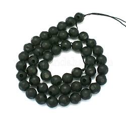 Brins de perles rondes en onyx noir naturel, teinte, facettes et dépoli, 6mm, Trou: 2mm, Environ 66 pcs/chapelet, 15.74 pouce
