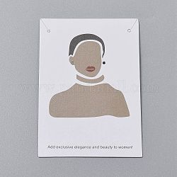 Karton Schmuck-Display-Karten, zum Aufhängen von Ohrringen und Halsketten, Rechteck, Frauen Muster, Kamel, 9x6x0.05 cm, Loch: 0.2 cm