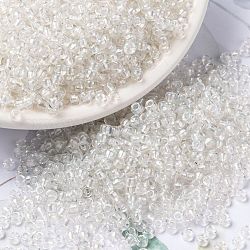 MIYUKI Round Rocailles Beads, Japanese Seed Beads, (RR3637) Fancy Lined Soft White, 15/0, 1.5mm, Hole: 0.7mm, about 250000pcs/pound