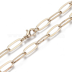 Büroklammerketten aus Messing, gezeichnete längliche Kabelketten Halskette machen, mit Karabiner verschlüsse, echtes 18k vergoldet, 17.71 Zoll (45 cm) lang, Link: 14x5.5 mm, Sprungring: 5x1 mm