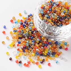 Perles de rocaille en verre rondes, couleurs transparentes arc, ronde, couleur mixte, 2mm
