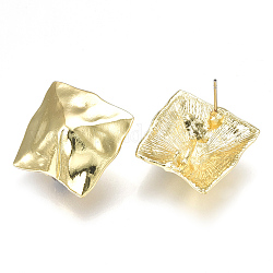 Accessoires de clous d'oreilles en alliage, avec boucle, épingles en acier, or clair, 21x21mm, Trou: 4.5mm, pin: 0.7 mm