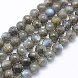 Natural Labradorite Beads Strands, Round, 8mm, Hole: 1mm, about 54pcs/strand, 15.7 inch(40cm)