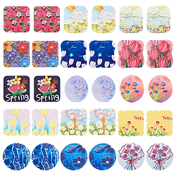 CHGCRAFT 30Pcs 15 Style Acrylic Charms Pendant 3D Printed Flower Charms Mixed Shape Garden Dangle Flat Pendants for Earrings Necklace Keychain Jewelry Making, 30-36mm Length