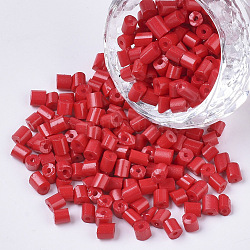6/0 Glasstiftperlen, Backen Farbe, rot, 3.5~5x3.5~4 mm, Bohrung: 1 mm, ca. 4500 Stk. / Beutel