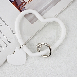 Silicone Heart Loop Phone Lanyard, Wrist Lanyard Strap with Plastic & Alloy Keychain Holder, White, 7.5x8.8x0.7cm