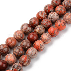 Natural American Turquoise Beads Strands, Dyed & Heated, Round, Coral, 10mm, Hole: 1mm, about 37~38pcs/strand, 15-1/8 inch(38.5cm)