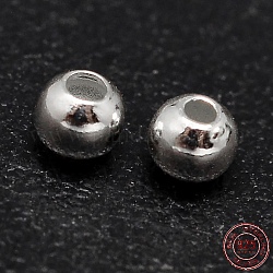 Perles 925 en argent sterling, perles rondes sans soudure, couleur d'argent, 6mm, Trou: 1.5~1.6mm, environ 64 pcs/20 g