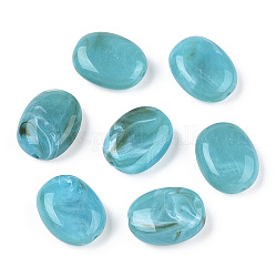 Nachahmung Edelstein oval Acryl-Perlen, dunkeltürkis, 19x15x7 mm, Bohrung: 2 mm, ca. 330 Stk. / 500 g