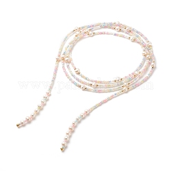Collana multistrato da donna con nodo di corda e perline di semi di vetro e perle naturali, colorato, 60.24~60.63 pollice (153~154 cm)