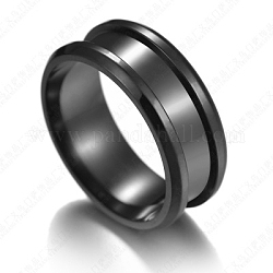 201 ajuste de anillo de dedo ranurado de acero inoxidable, núcleo de anillo en blanco, para hacer joyas con anillos, gunmetal, tamaño de 11, 8mm, diámetro interior: 21 mm